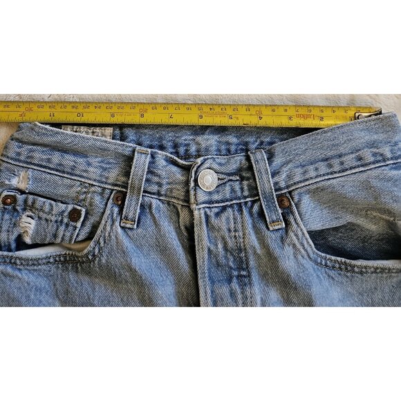 levis premium 501 Light Wash Distressed Jeans Womens Size 24W X 26L Straight Leg - Picture 5 of 16